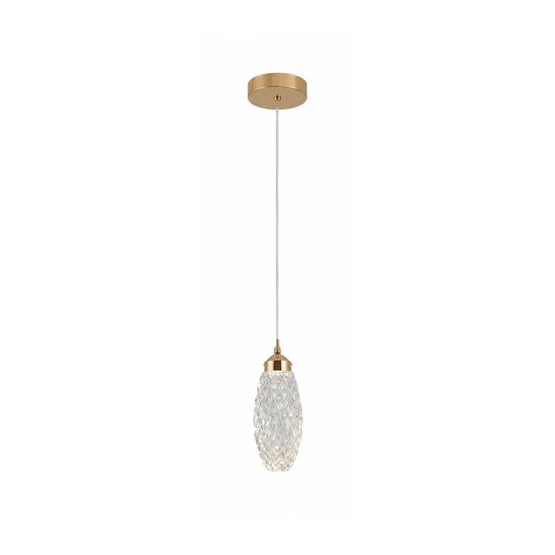 Pendente LED de Cristal e Metal Bronze 5W 3000K Bivolt 8x16cm - Sindora QD05253