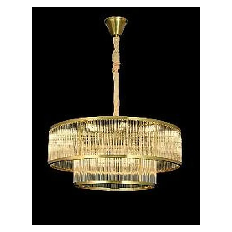 Lustre de Cristal e Metal Dourado 16 Lâmpadas E14 80x32cm - Sindora DCD06656