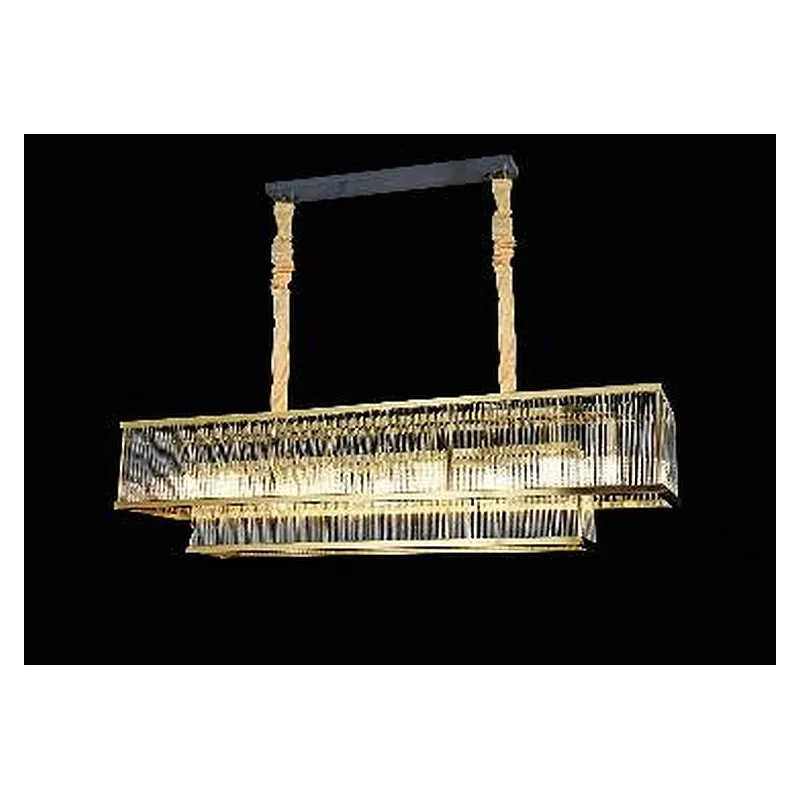 Lustre de Cristal e Metal Dourado 9 Lâmpadas E14 120x25cm - Sindora DCD06657