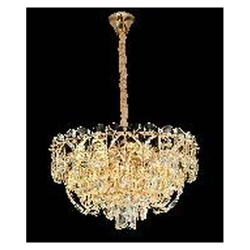 Pendente de Cristal e Metal Dourado 12 Lâmpadas E14 60cm - Sindora DCD06659