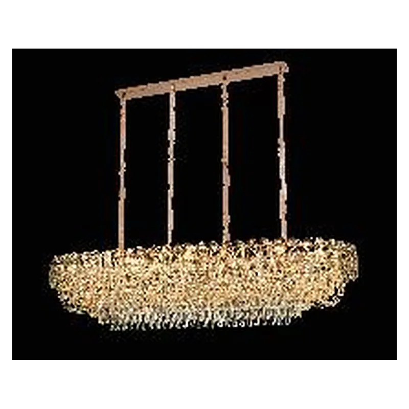 Lustre de Cristal e Metal Dourado 28 Lâmpadas E14 150x60cm - Sindora DCD06662