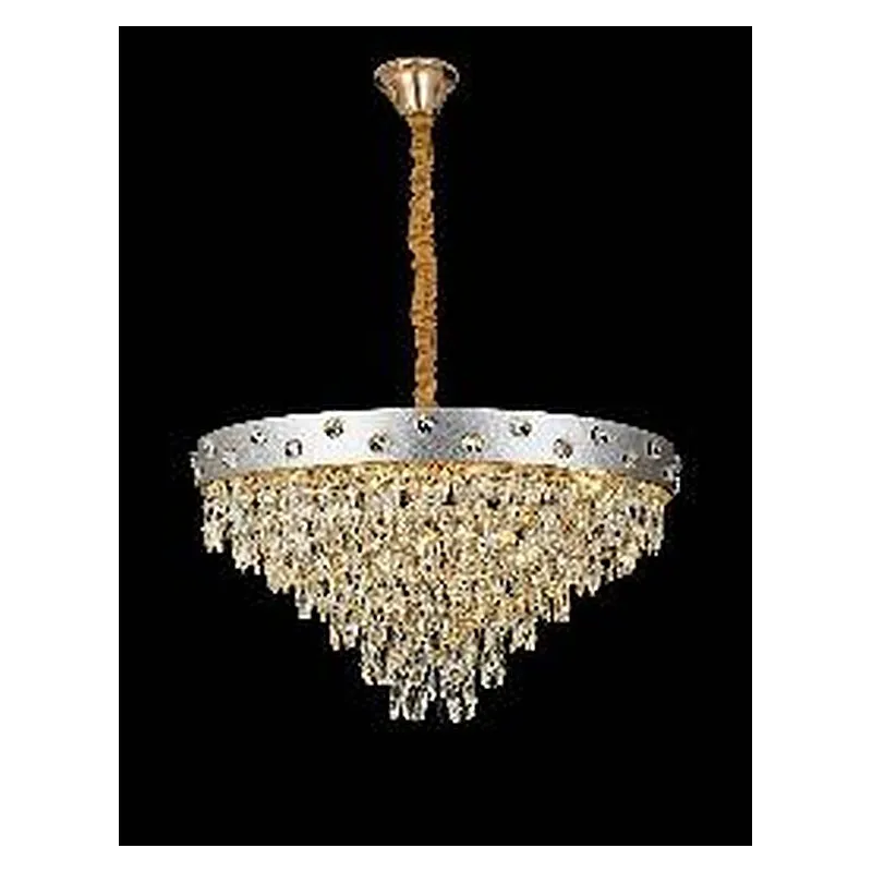 Lustre de Cristal e Metal Dourado 13 Lâmpadas E14 60x35cm - Sindora DCD06664