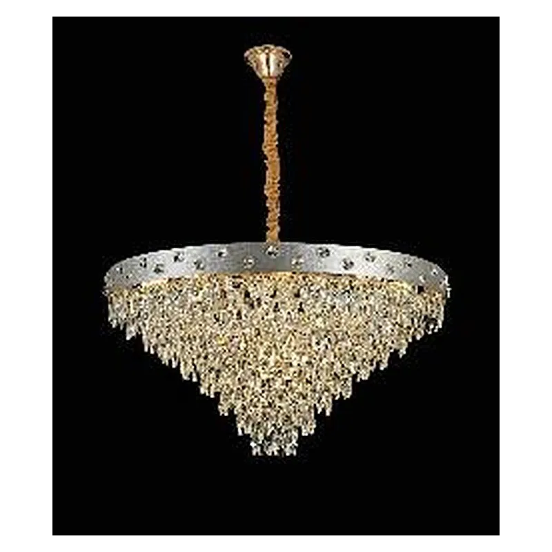 Lustre de Cristal e Metal Dourado 17 Lâmpadas E14 80x42cm - Sindora DCD06665