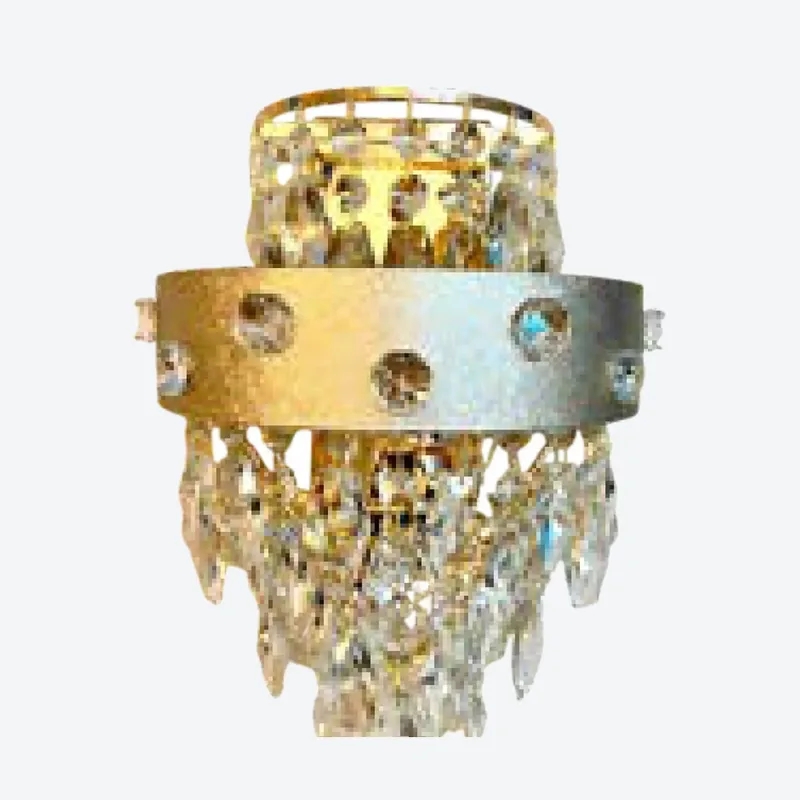 Arandela Ø25x35CM E14x2 METAL DOURADO E PRATA+CRISTAL TRANSPARENTE Sindora DCB06667