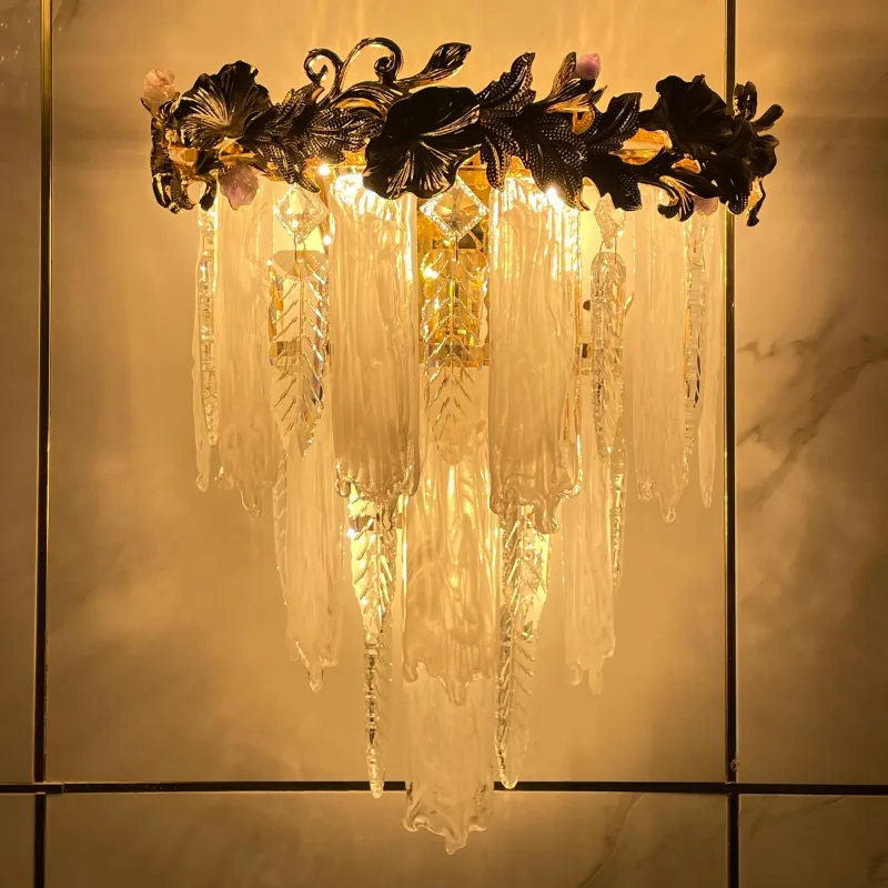 Arandela Ø35x40CM E14x3 METAL DOURADO+CRISTAL+VIDRO | CANOPLA:17x9x2CM CX:38x26x18CM 2,8KG Sindora DCB04617