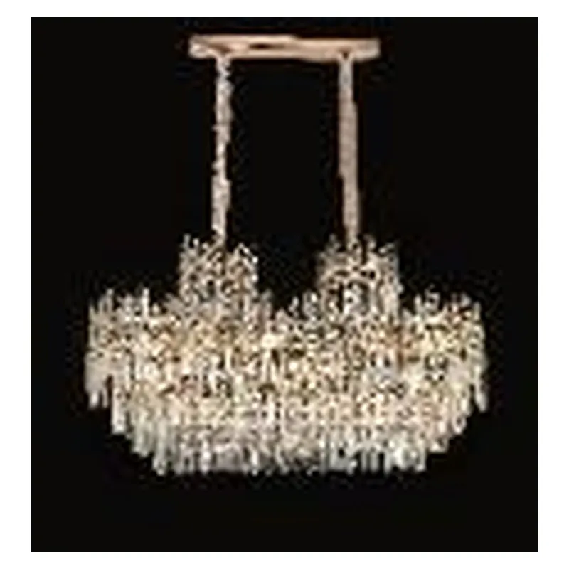 Lustre de Cristal e Metal Dourado 12 Lâmpadas E14 100x35cm - Sindora DCD01075
