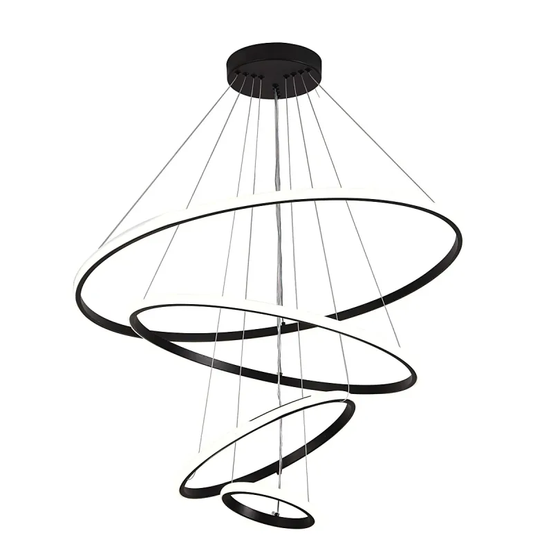 Pendente LED Externo de Ferro Preto e Silicone 120W 3 Temperaturas (3000K/4000K/6000K) Bivolt 20x40x60x80cm - Sindora FD16006
