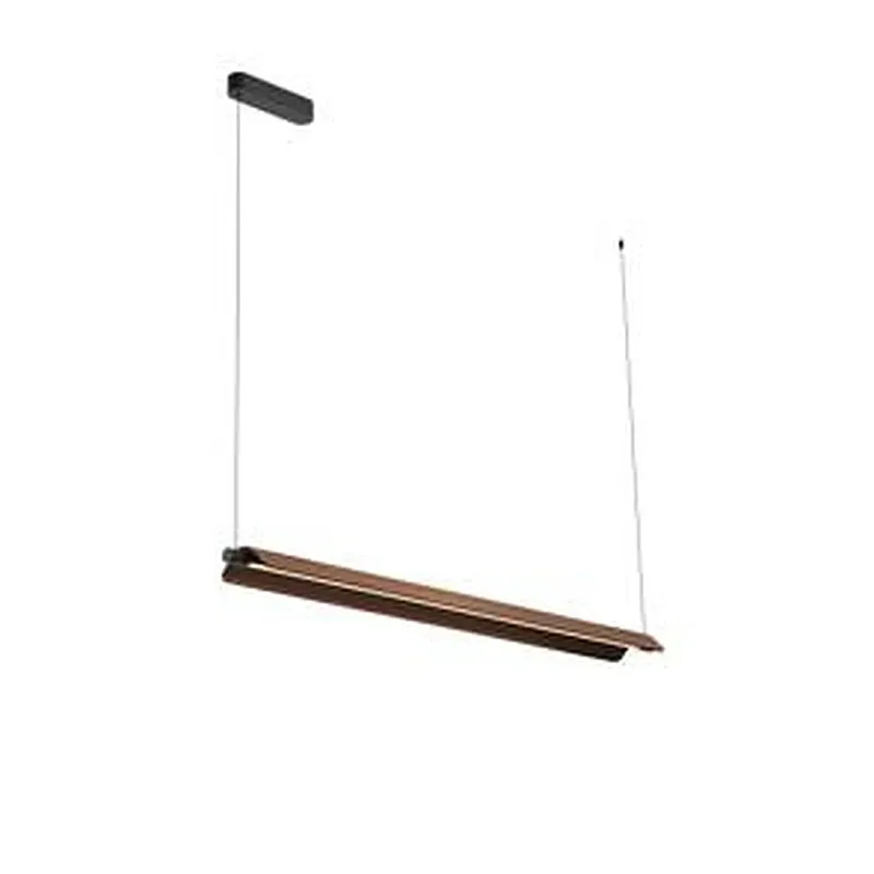 Pendente LED de Madeira Nogueira Natural e Preto e Metal 24W 3000K Bivolt 158x15x5,7cm - Sindora DCD03508