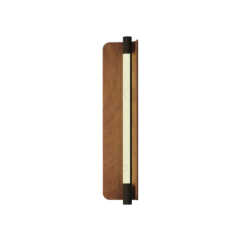 Arandela 15x48CM 6W 3000K BIVOLT MADEIRA NOGUEIRA NATURAL+PRETO+METAL | CANOPLA:26CM CX:54x21x18CM 2KG Sindora DCB03510