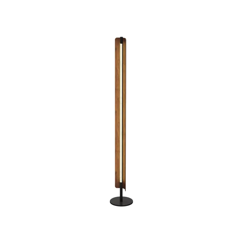 Luminária de Chão LED de Madeira Nogueira e Metal Preto 24W 3000K Bivolt 22x145cm - Sindora DCL03511