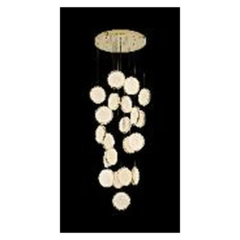 Lustre LED de Inox Dourado e Vidro Branco 173W 3000K Bivolt 80x400cm - Sindora DCD06243
