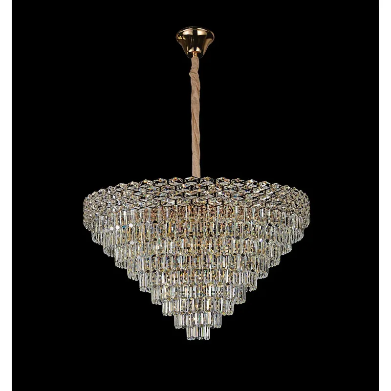 Lustre de Cristal e Metal Dourado 22 Lâmpadas E14 92x56cm - Sindora DCD015200