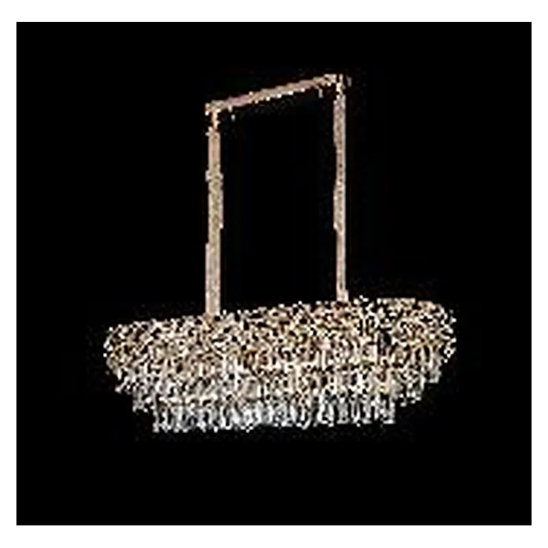 Lustre de Cristal e Metal Dourado 12 Lâmpadas E14 95x35cm - Sindora DCD015201