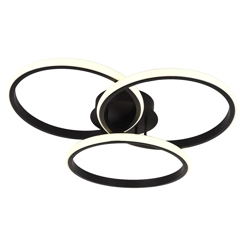 Plafon Ø50CM 50W 1200LM 3000K 4500K 6500K BIVOLT METAL PRETO+SILICONE | CANOPLA:15x3,5CM CX:55x55x12CM 1,6KG Sindora FD16012