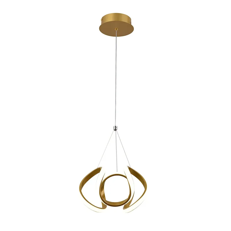 Pendente LED de Metal Dourado e Silicone 36W 3 Temperaturas (3000K/4500K/6500K) Bivolt 25cm - Sindora FD16015