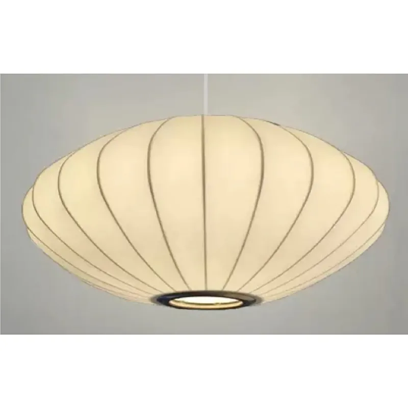 Pendente de Metal e Seda Branca Leitosa 1 Lâmpada E27 40x20cm - Sindora DCD04198