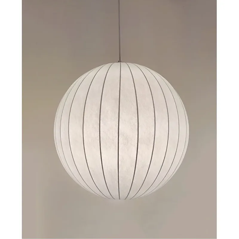 Pendente de Metal e Seda Branca Leitosa 1 Lâmpada E27 40x38cm - Sindora DCD04199