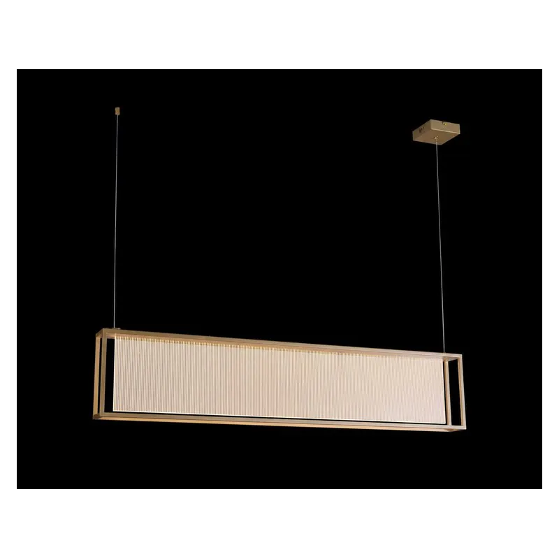 Pendente Quadro LED de Alumínio Dourado e Acrílico 18W 3000K Bivolt 120x10cm - Sindora DCD015109