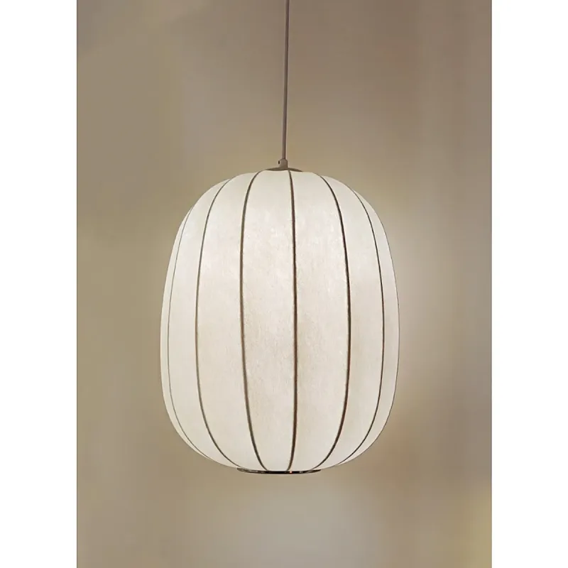 Pendente de Metal e Seda Branca Leitosa 1 Lâmpada E27 30x38cm - Sindora DCD041100