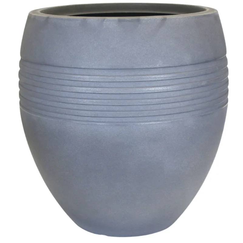 Mini Vaso Oval Jateado Chumbo 24x27,5 cm - Vouga Decor