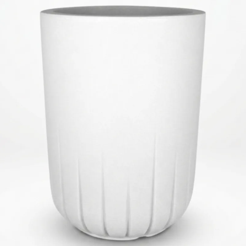 Vaso Cilíndrico Frisado Branco Carrara 42L - Vouga Decor
