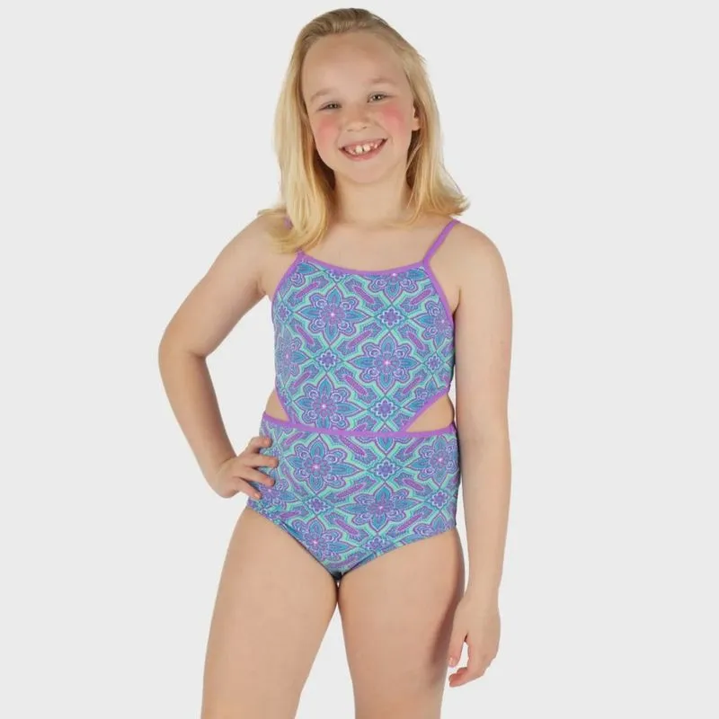 Maiô Infantil Regata Floral Adolescente Tam12/16 Proteção uv