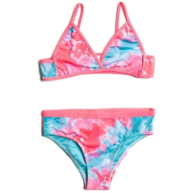 Biquíni Infantil Azul Rosa Tie Dye Viés Amarração Criança