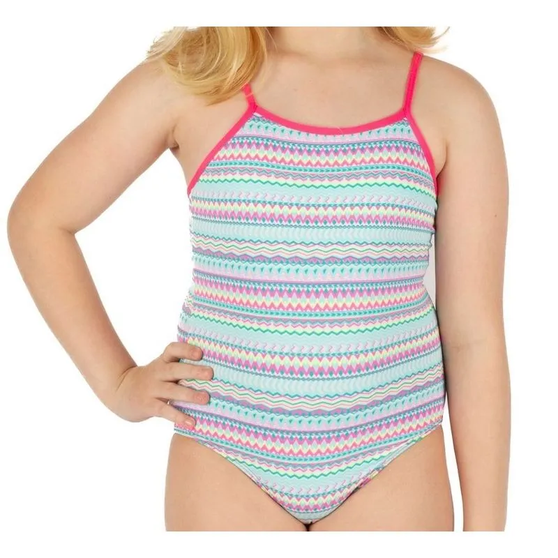 Maiô Infantil Colorido Viés Alças Rosa e Azul Alça Fina Kids