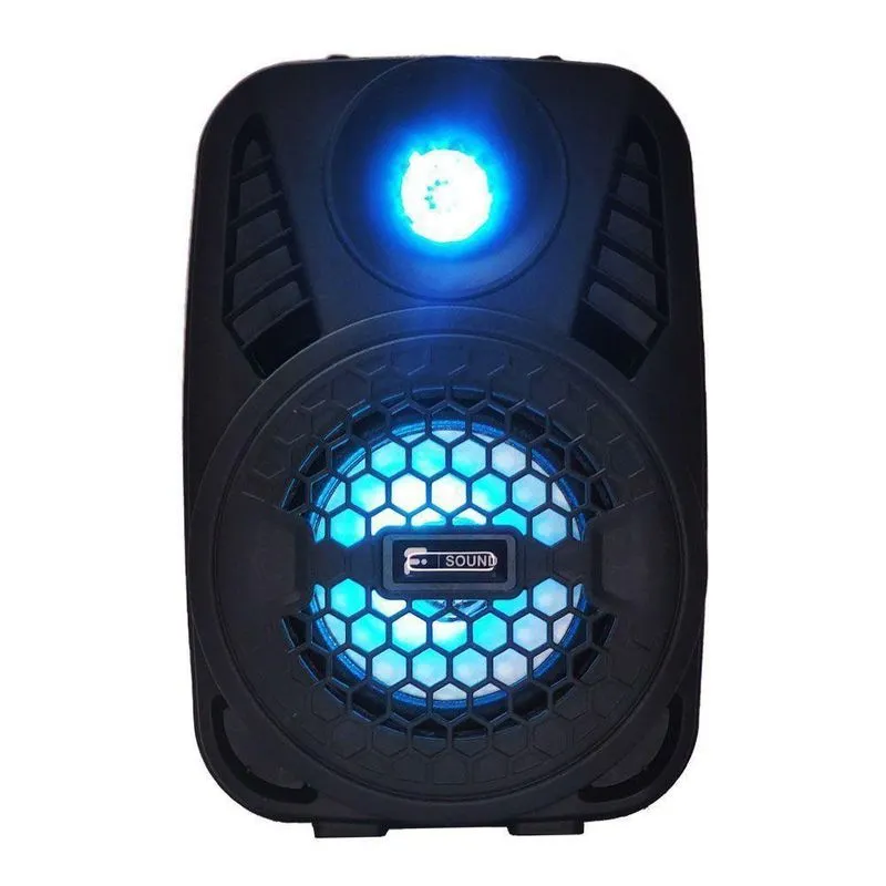 Caixa De Som Bluetooth Usb Com Luz Led E Suporte Preto