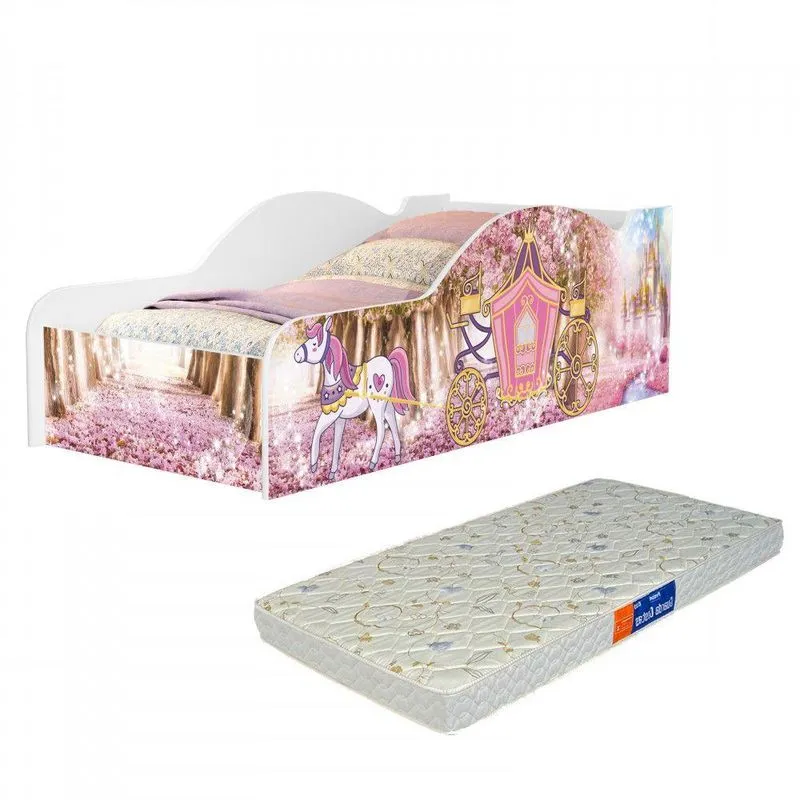Cama Infantil Princesa Carruagem Com Colchão Cor Rosa