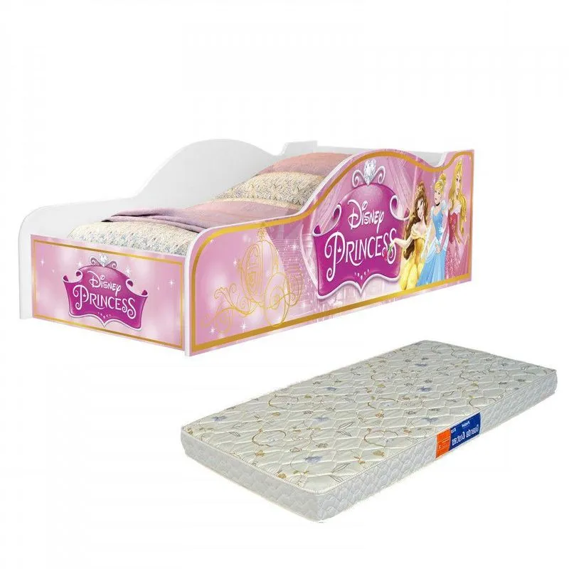 Cama Infantil Princesas Menina com Colchão Cor Rosa