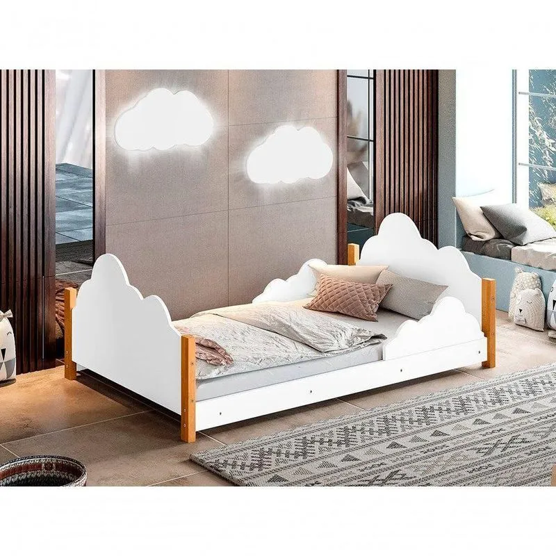 Cama Infantil Nuvem Grade Proteção C/2 Luminárias E Colchão
