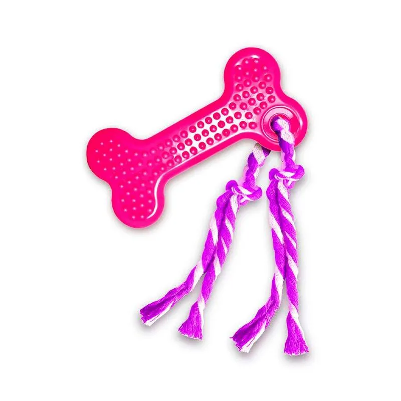 Brinquedo São Benedito Pet Osso Dental Maciço Com Cravo Rosa Para Cães - Cores Sortidas - G