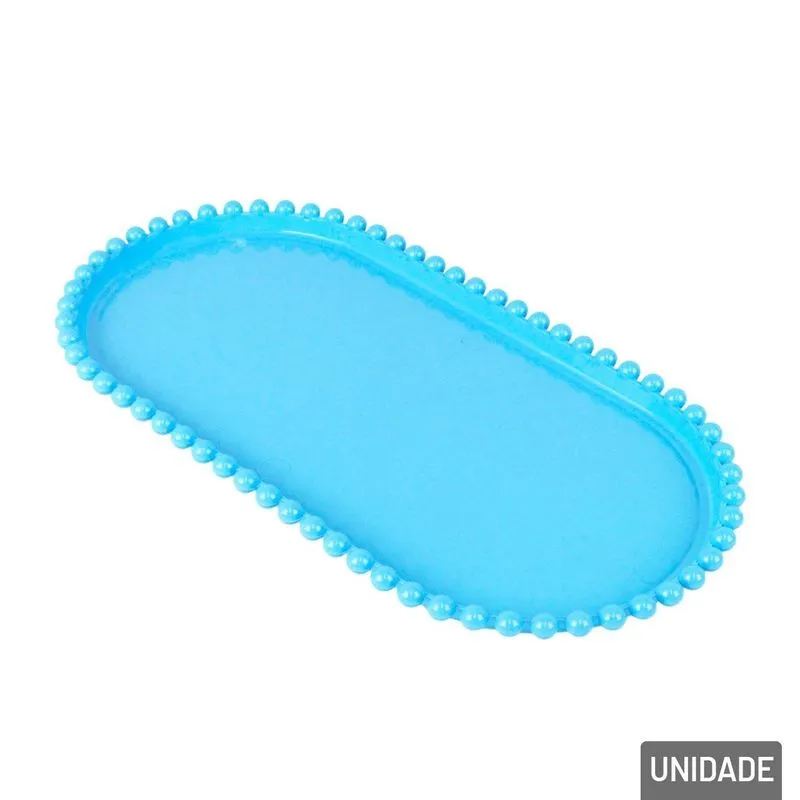 Bandeja Decorativa De Plástico 13x25,5cm Oval Azul