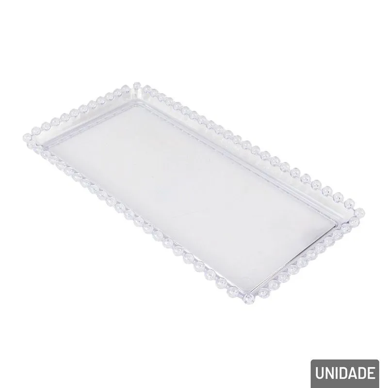 Bandeja Decorativa De Plástico 13x25,5cm Cristal