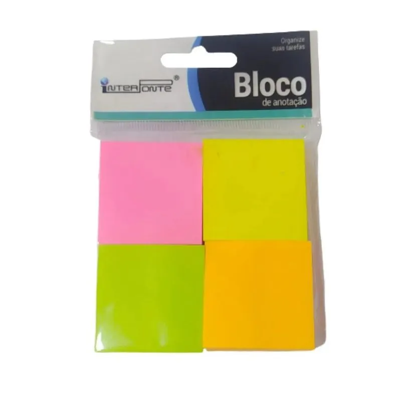 Bloco Anotação Adesivo 3,8x3,8 com 04 Cores - Interponte