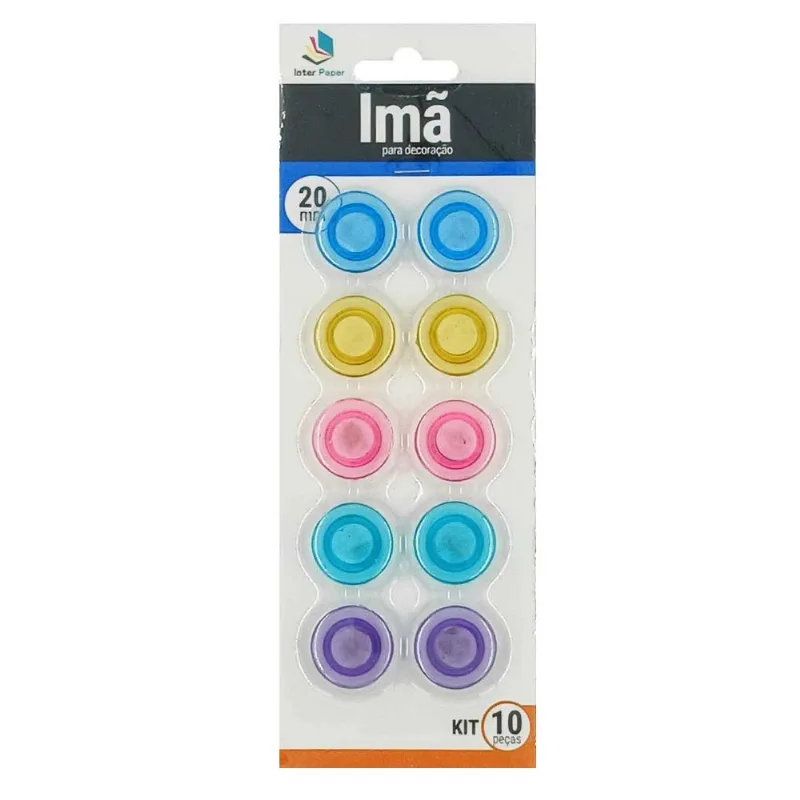 Jogo de Imã Decorativo 10 Peças 20mm em Plástico Interponte