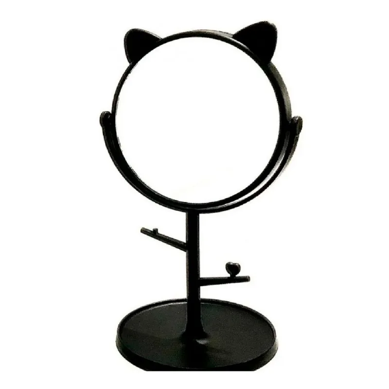 Espelho de Mesa Gatinho 15x30cm em Plástico Interponte-Preto