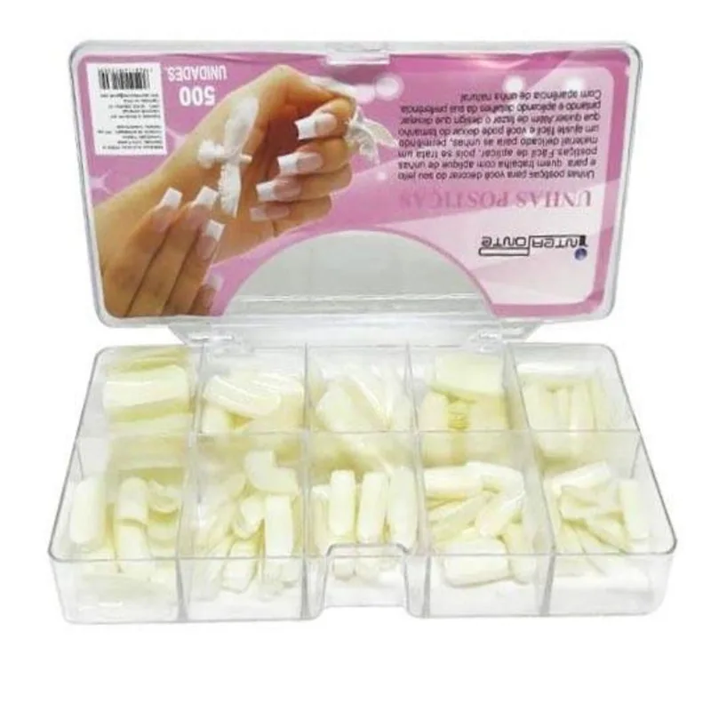Unhas Posticas Tips Alongamento Curvatura C Acrigel Porcelana Gel Plastico ABS Profissional 500