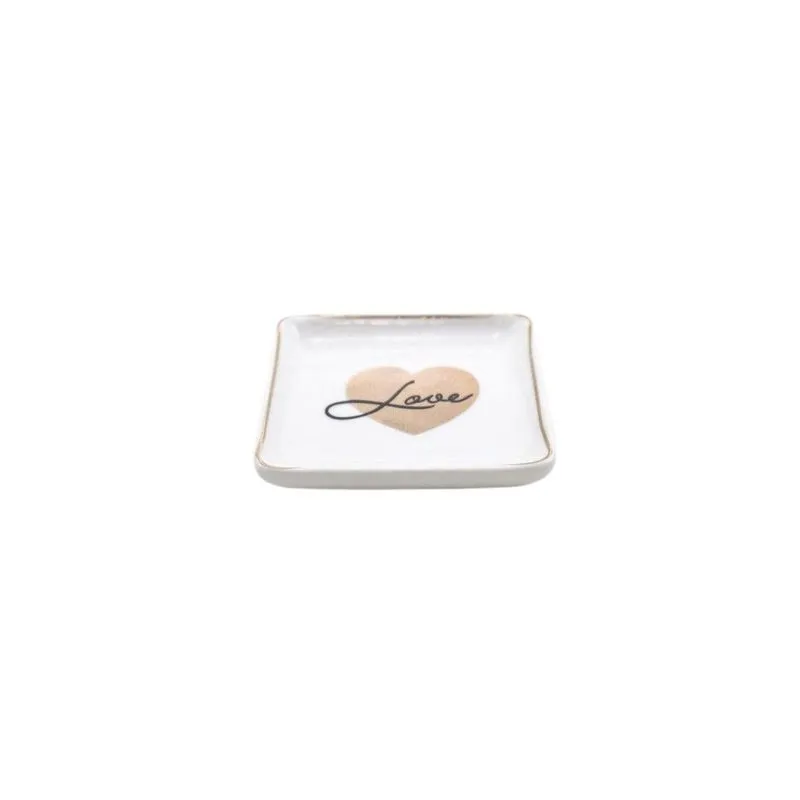 Mini Travessa Branca Love Porcelana 7 Cm