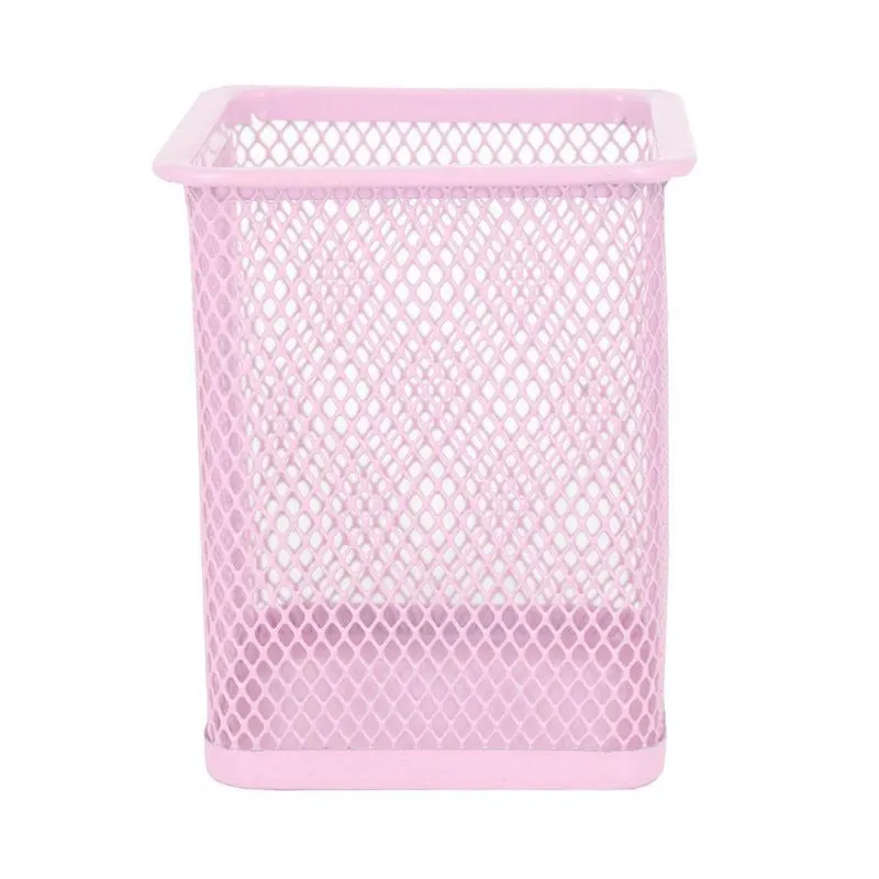 Porta Objeto Lápis Maquiagem Metal Organizador Rosa Aramado