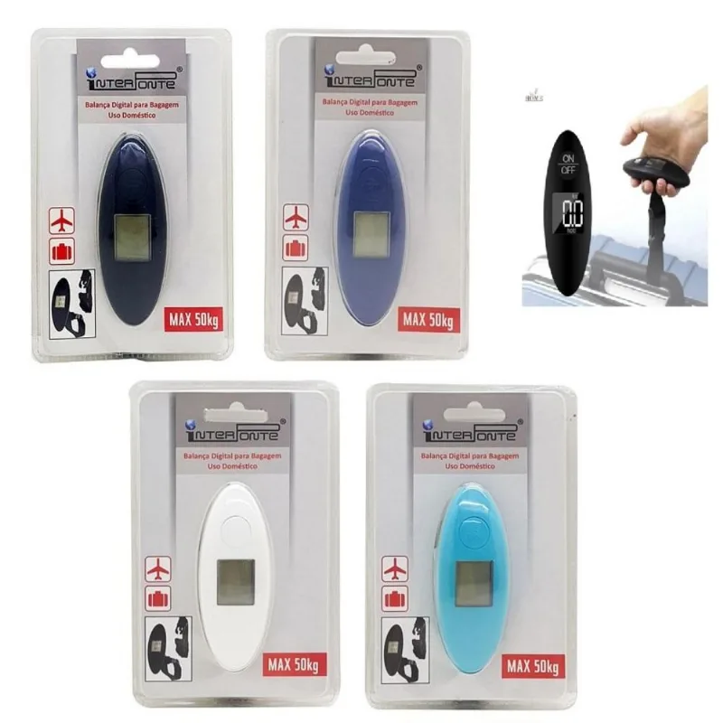 Balanca Digital Para Bagagem Mala Bolsa Pesca Viagem Ate 50kg Portatil De Mao Suspensa Uso Domestico Profissional Azul Escuro