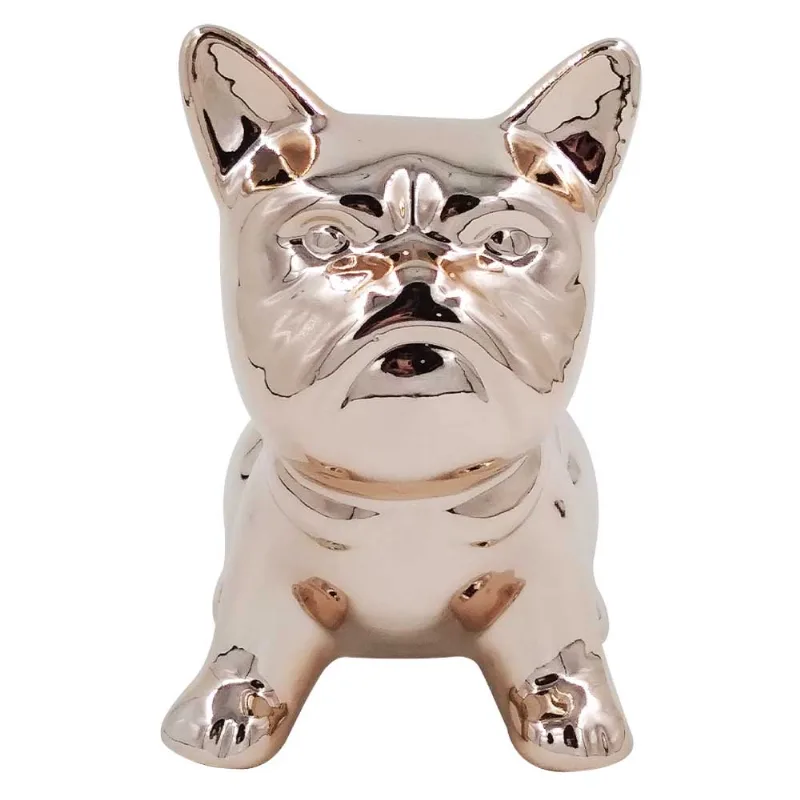 Cachorro Decorativo 5x12cm em Cerâmica Interponte-Rose