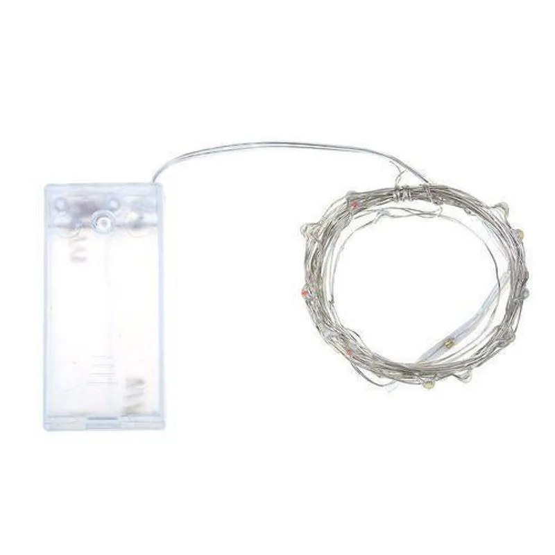 Fio Prata Cobre 20 Leds Cordão Luz Led Fita 2Mt (Pilhas 2)