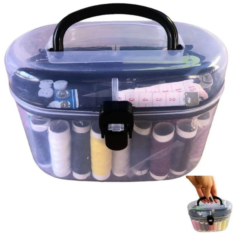 Kit Costura Completo Agulhas Alfinetes Linhas Fita Métrica