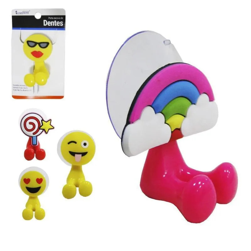 Porta Escova Dental Infantil Parede Ventosa Sortidos 6x4,5cm