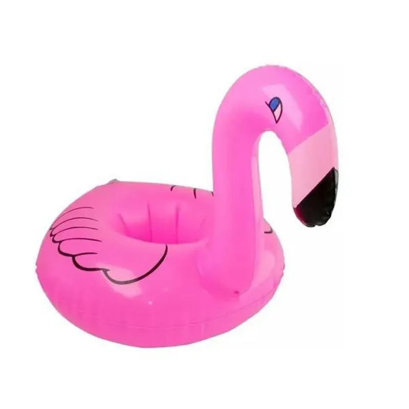 Kit 5 Boias Porta Copo Flamingo Flutuador Para Praia Piscina