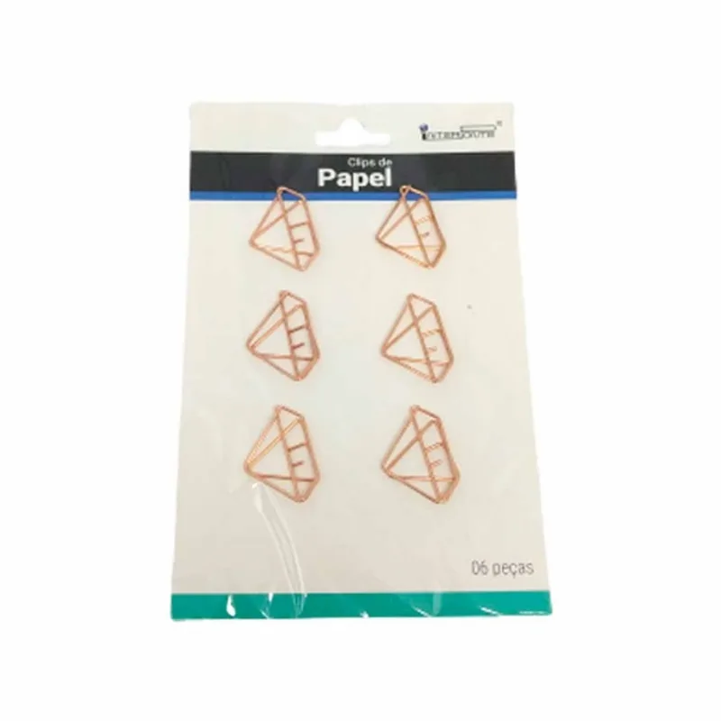 Jogo de clipes para papel modelos sortidos 6 peças Interponte Interponte