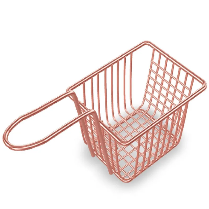 Mini Cesto De Metal Rose Gold Para Frituras Servir Porções