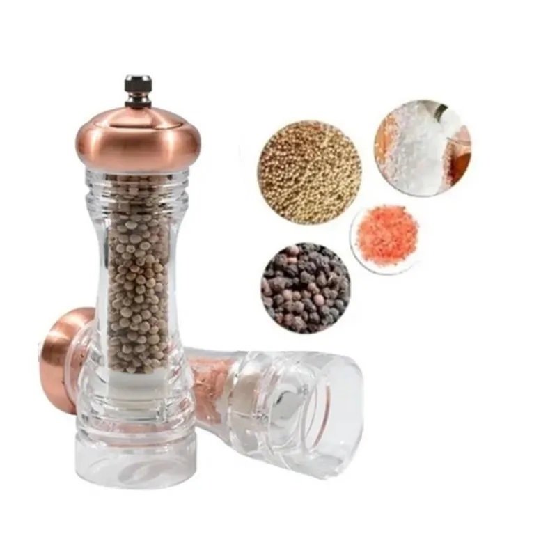 Moedor De Pimenta E Sal Grosso E Temperos Grão Plástico Acrilico rose gold